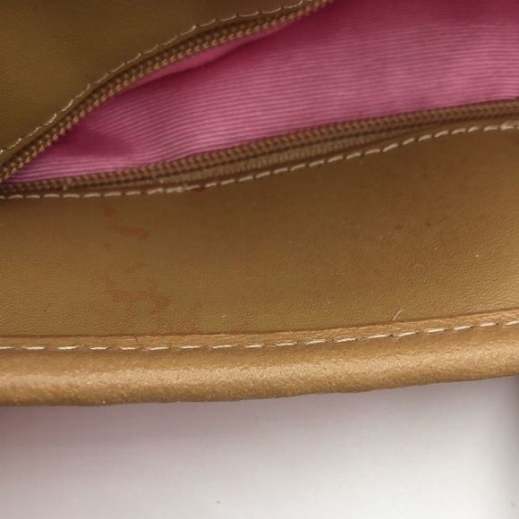 NWOT- Pink/Tan Donna Dixon straw bag. Braided faux leather handles,loop/bead - Picture 7 of 7